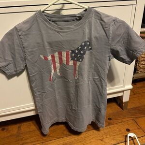 Gray T-Shirt with American Flag Dog Design